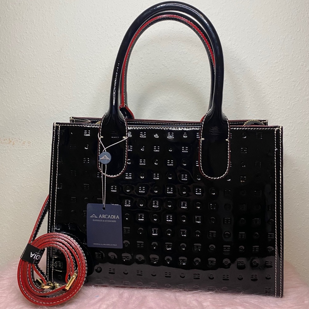 Arcadia patent leather bag